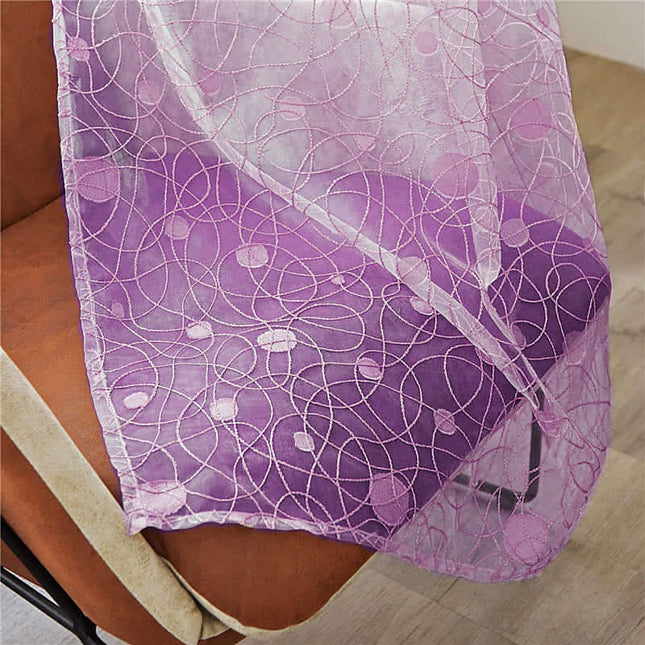 Lila Voile-Gardine mit Vogelmotiv