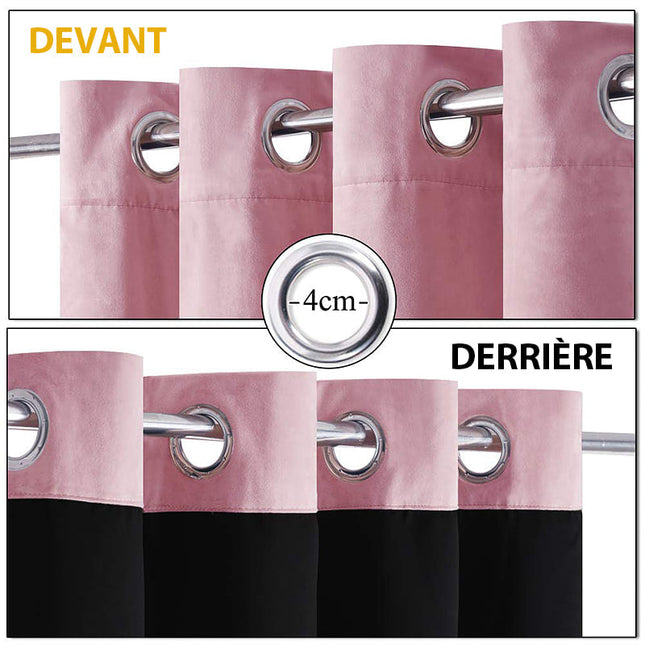 Rosa Samt Verdunkelungsvorhang mit Ösen