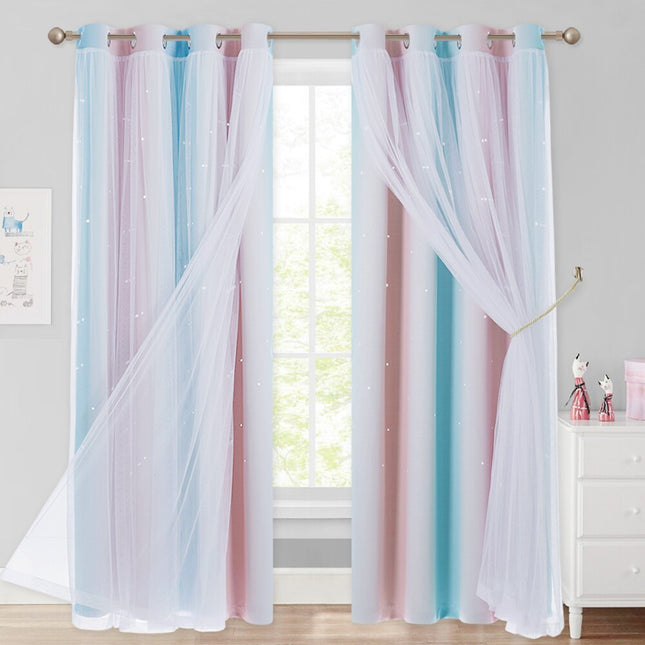 Doppellagiger Vorhang mit Sternen für Kinderzimmer