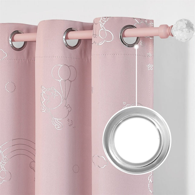 Rosa Kinderzimmer Vorhang Loima mit Einhörnern