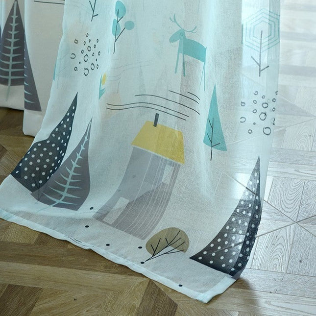 Voile Vorhang Leinenoptik für Kinderzimmer