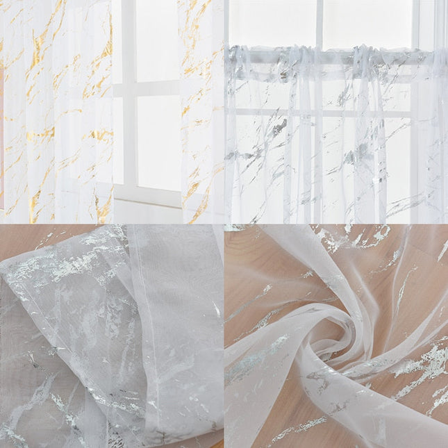 Transparente Gardine Mascaty in Marmor-Optik