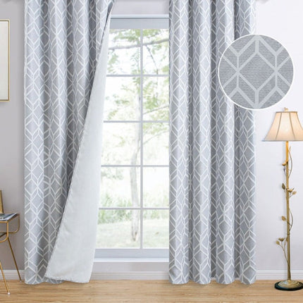 Verdunkelungsvorhang Hellgrau geometrisches Muster