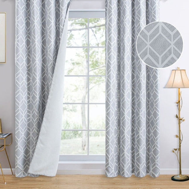Verdunkelungsvorhang Hellgrau geometrisches Muster