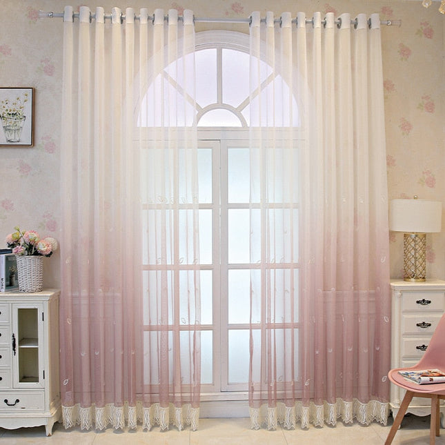 Transparente Gardine mit Fransenborte Boho-Stil