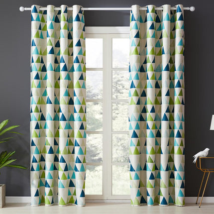 Grüner Deko-Vorhang mit geometrischem Muster
