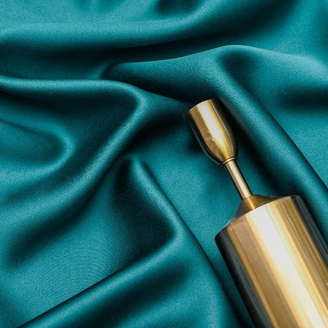 Verdunkelungsvorhang Petrolgrün mit Blumenmuster