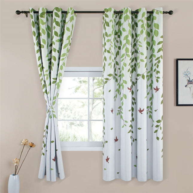 Vorhang Este mit Blättern und Vögeln