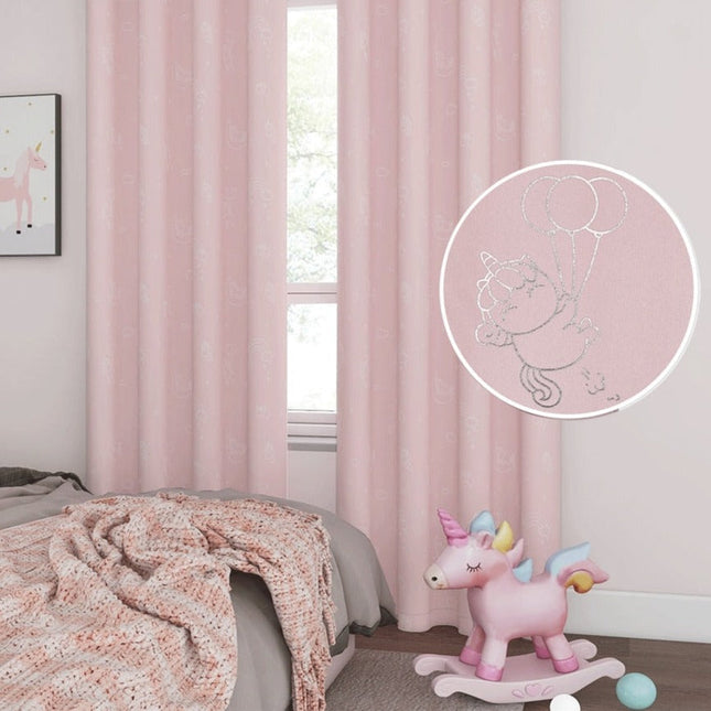 Rosa Kinderzimmer Vorhang Loima mit Einhörnern