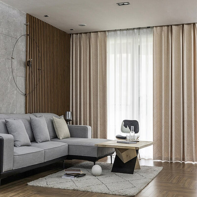 Verdunkelungsvorhang Braun mit Wellenmuster