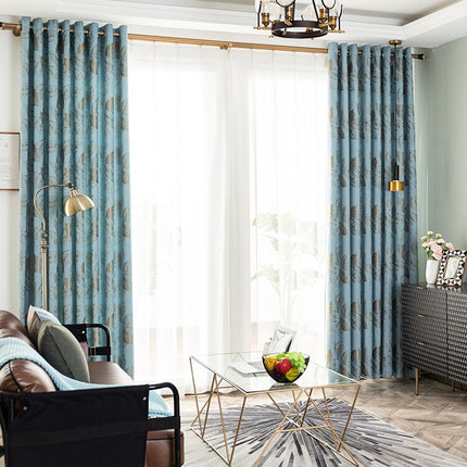 Moderner Dekovorhang mit goldenem Blättermotiv