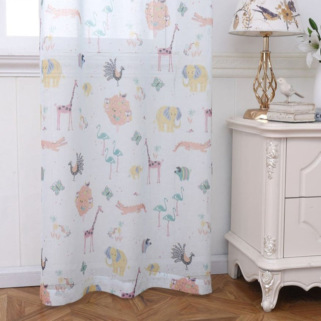Süße Kinderzimmer Gardine mit Tiermotiven
