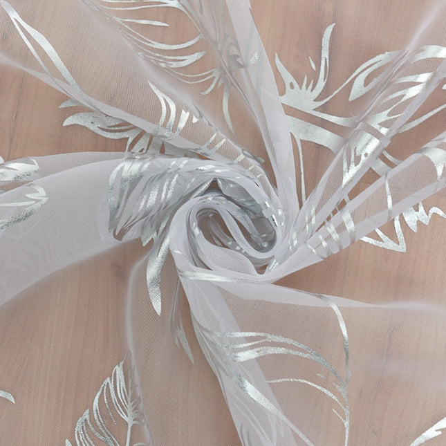 Voile Vorhang mit goldenem Federmuster