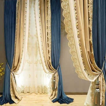 Edler Samt-Verdunkelungsvorhang mit Bommelborte