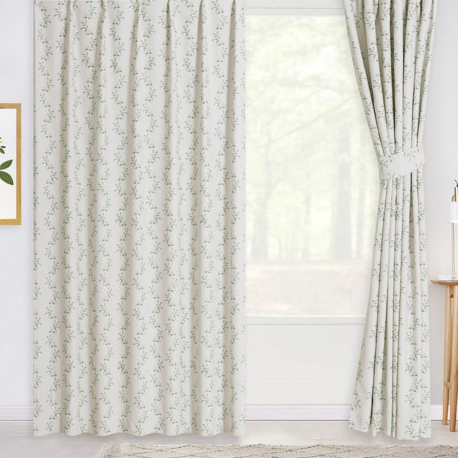 Landhausstil Vorhang mit grünem Blättermuster