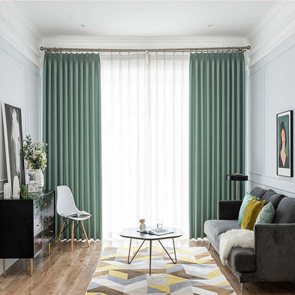 Verdunkelungsvorhang in Wassergrün Leinenoptik