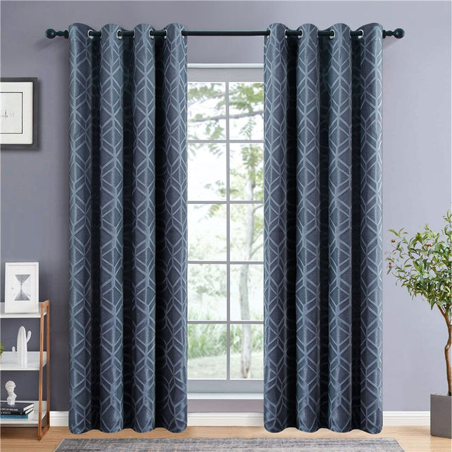 Verdunkelungsvorhang Dunkelblau mit Rautenmuster