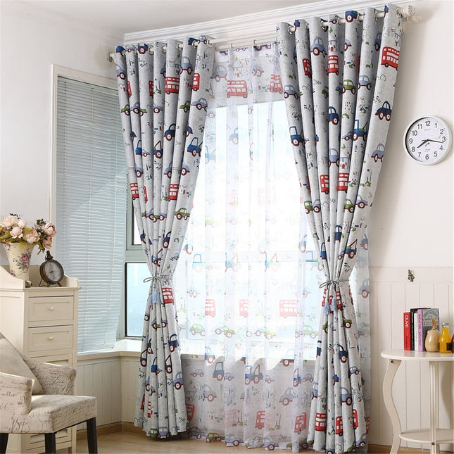 Kinderzimmer Gardine mit Auto-Motiv