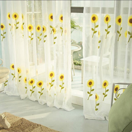Gardine mit gestickten Sonnenblumen Küche