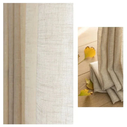 Beige Voile-Gardine in Leinenoptik
