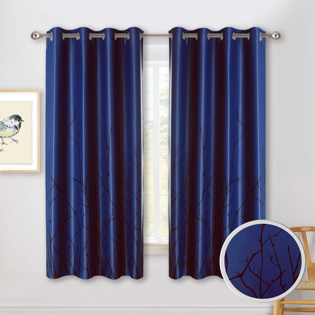 Moderner Ösenvorhang mit Zweige-Muster