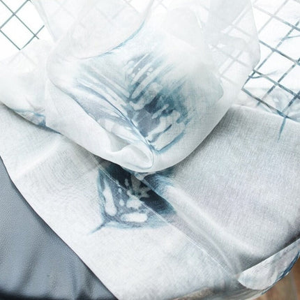 Moderner Vorhang mit Federmotiv halbtransparent