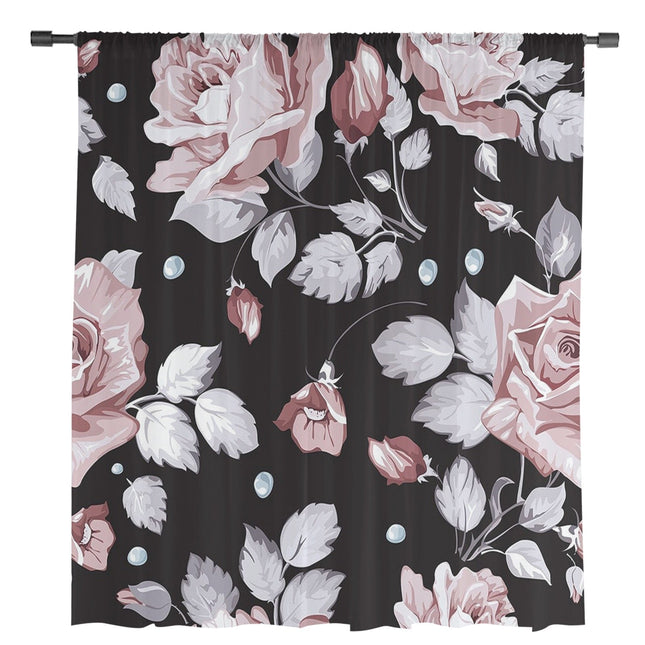 Transparenter Vorhang mit floralem Rosenmuster