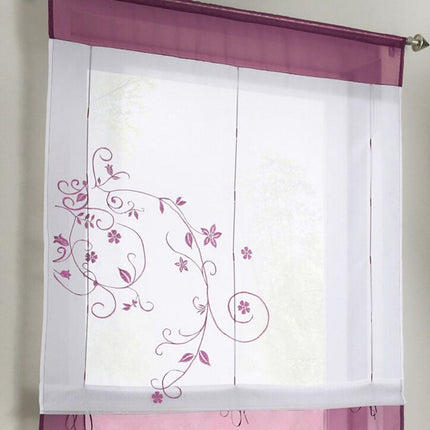 Transparente Raffgardine mit floraler Stickerei