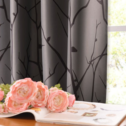 Moderner Ösenvorhang mit Zweige-Muster