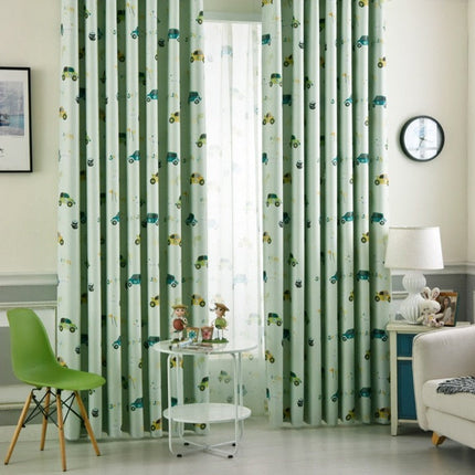 Kinderzimmer Gardine mit grünen Autos