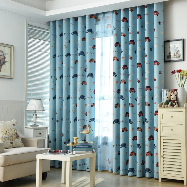 Kinder Verdunkelungsvorhang Blau mit Autos