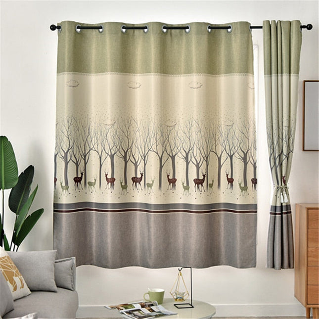Vorhang Gea mit Wald- und Hirschmotiv