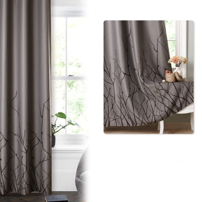 Moderner Ösenvorhang mit Zweige-Muster