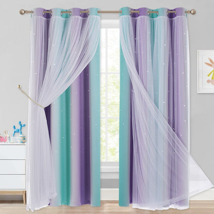 Doppellagiger Vorhang mit Sternen für Kinderzimmer