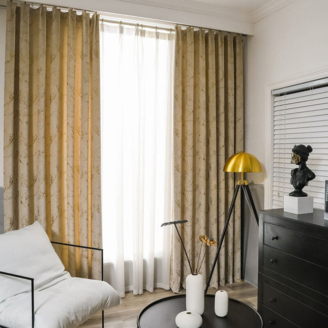 Blickdichter Vorhang mit Marmormuster Gold