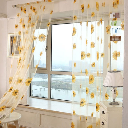 Gardine Betio mit Sonnenblumen-Muster