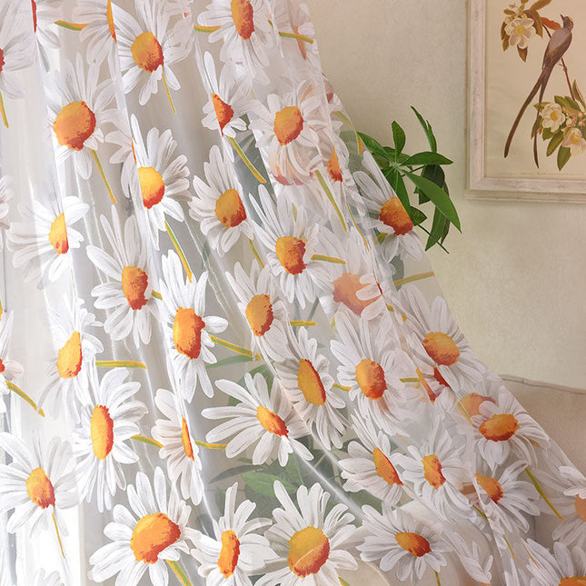 Voile Gardine mit Gänseblümchen-Muster