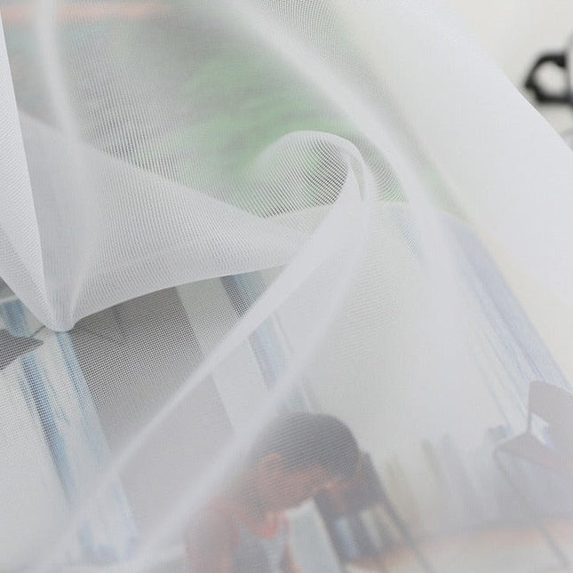 Weiße Gardine in Leinenoptik halbtransparent