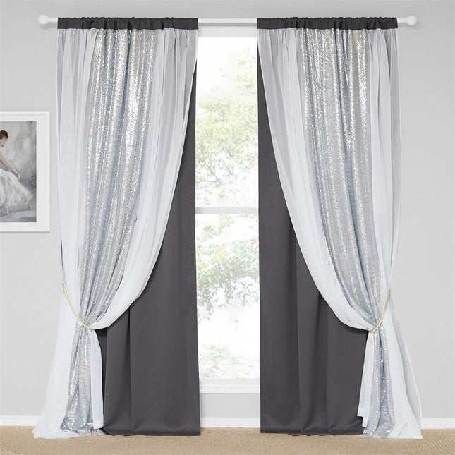 Verdunkelungsvorhang mit silbernen Pailletten