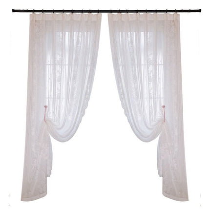 Romantische Voile-Gardine mit Blumen-Spitze