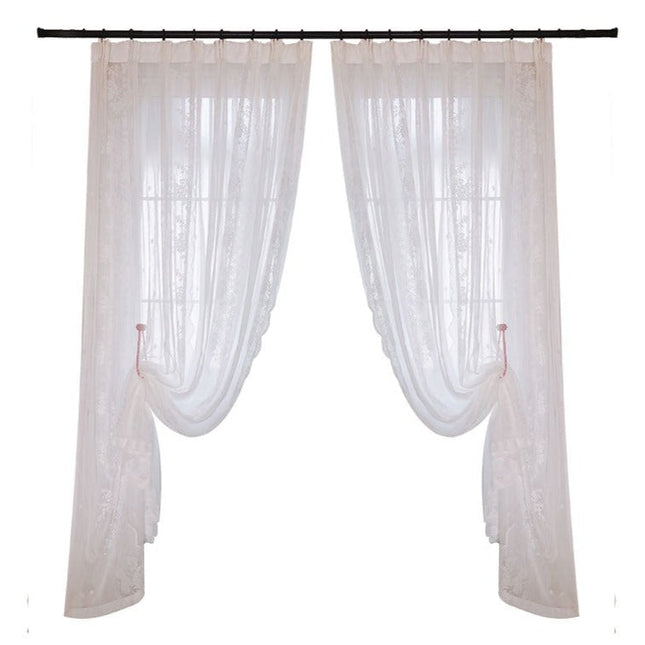 Romantische Voile-Gardine mit Blumen-Spitze