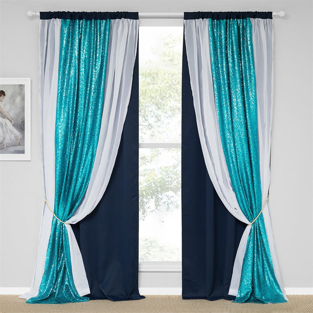 Verdunkelungsvorhang mit silbernen Pailletten