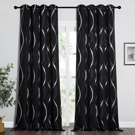 Verdunkelungsvorhang Karmoy Schwarz mit Wellenmuster
