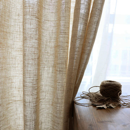 Beige Voile-Gardine in Leinenoptik