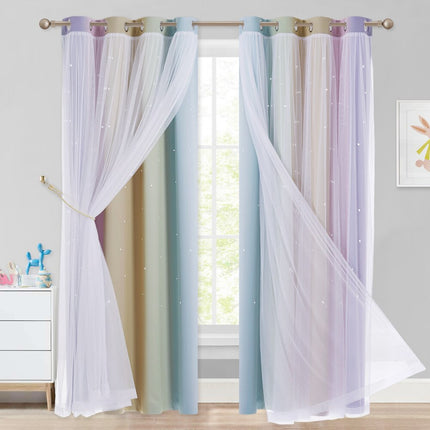 Doppellagiger Vorhang mit Sternen für Kinderzimmer