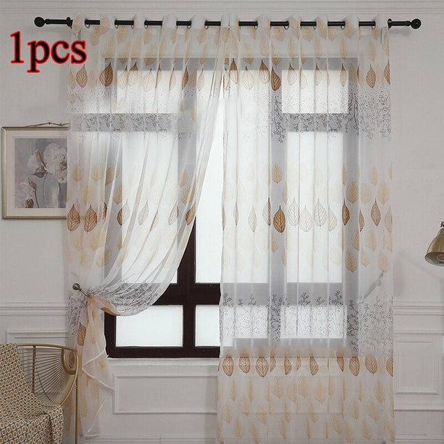 Transparente Gardine Café mit Blattmuster