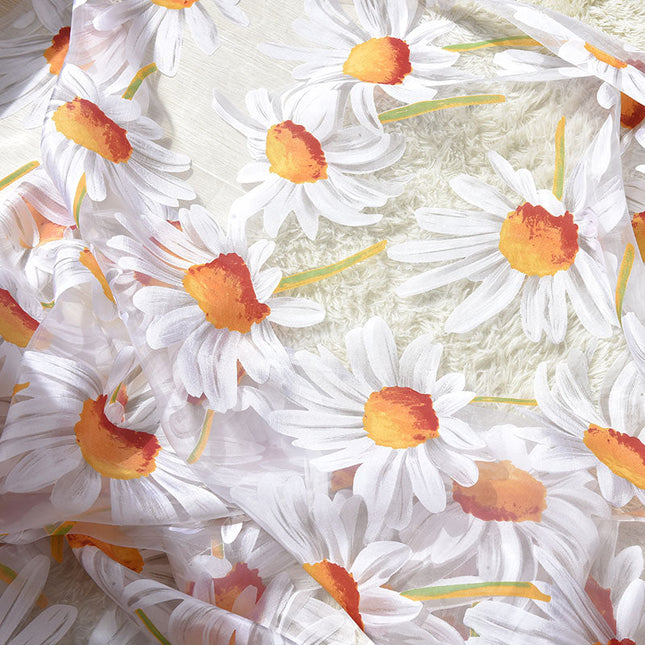 Voile Gardine mit Gänseblümchen-Muster
