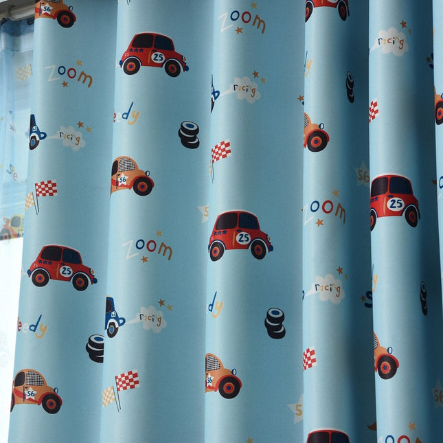 Kinder Verdunkelungsvorhang Blau mit Autos