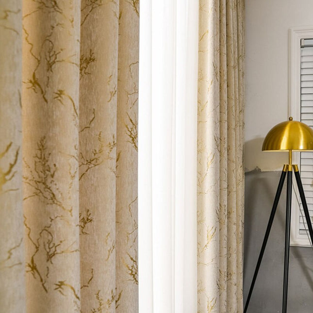 Blickdichter Vorhang mit Marmormuster Gold