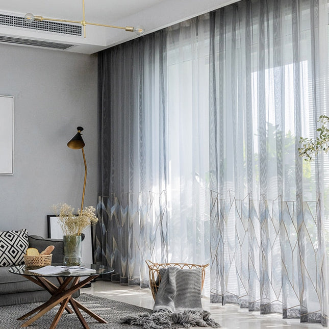 Bestickter Voile-Vorhang Kuala geometrisch